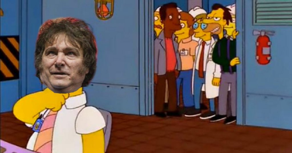 Milei Simpsons backstage meme