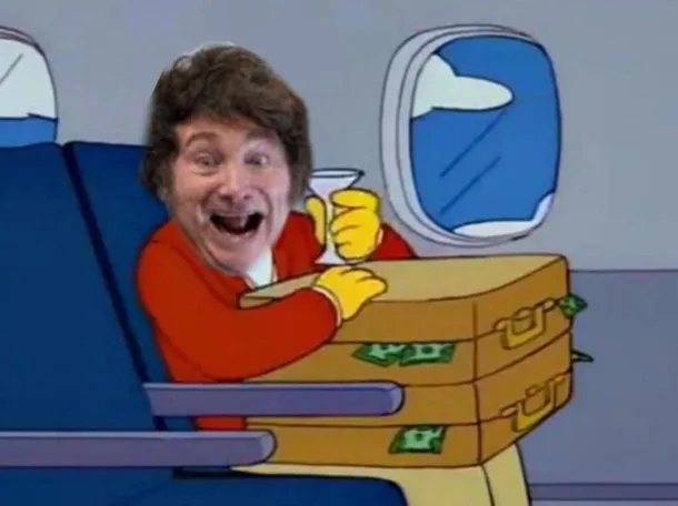 Milei Simpsons plane meme